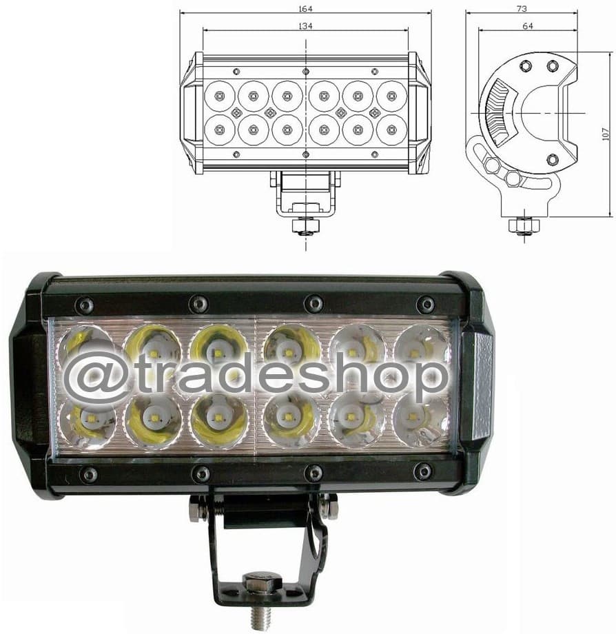 FARO LUCE LED BARRA D 72 120 240W INCLINABILI SUPPORTI 12V SUV AUTO PARAURTI - 6