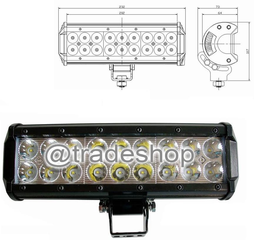 FARO LUCE LED BARRA D 72 120 240W INCLINABILI SUPPORTI 12V SUV AUTO PARAURTI - 7
