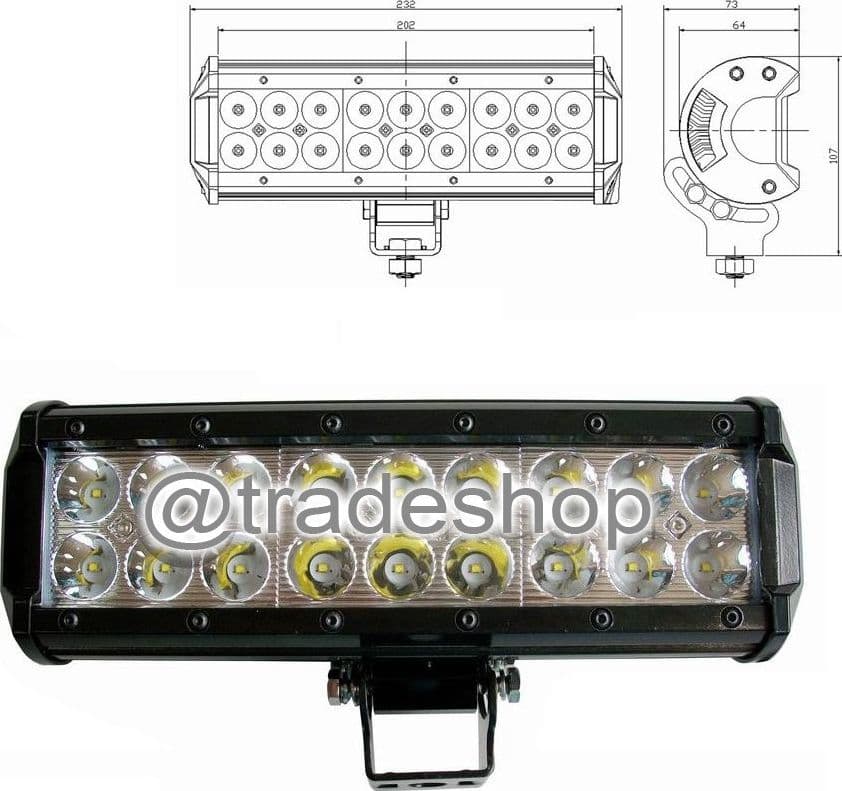 FARO LUCE LED BARRA D 72 120 240W INCLINABILI SUPPORTI 12V SUV AUTO PARAURTI - 2