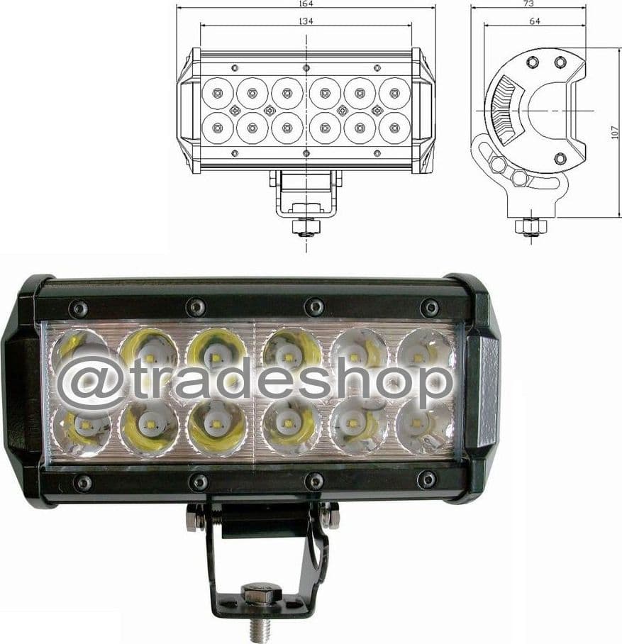 FARO LUCE LED BARRA D 72 120 240W INCLINABILI SUPPORTI 12V SUV AUTO PARAURTI - 3