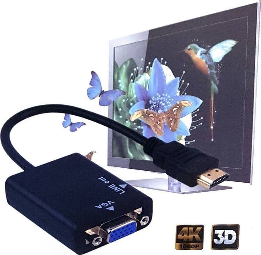 CONVERTITORE ADATTATORE HDMI INPUT MASCHIO VGA OUTPU FEMMINA USCITA AUDIO 3,5MM