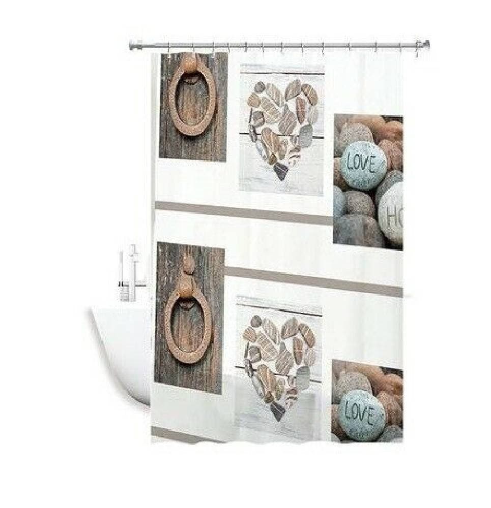 TENDA DOCCIA ANTIMUFFA IMPERMEABIL 180X180CM CON ANELLI BAGNO CUORI PIETRE 59531 - 3