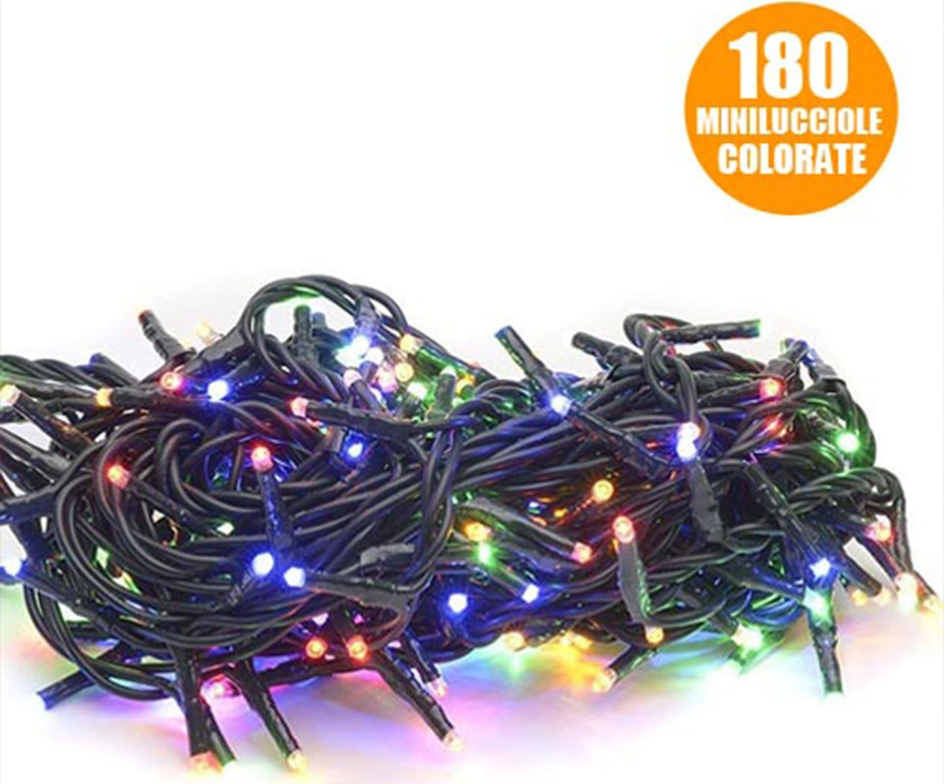 CATENA LUCI NATALIZIA 9 METRI 180 MINILUCCIOLE 3 VIE MULTICOLOR CON CONTROLLER - 2