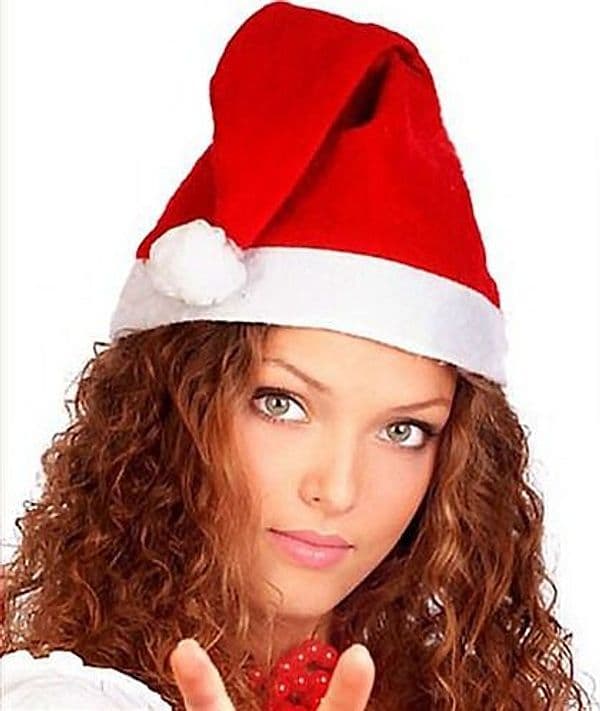 CAPPELLO CAPPELLINO BABBO NATALE IN VELLUTO SANTA CLAUS COLORE ROSSO