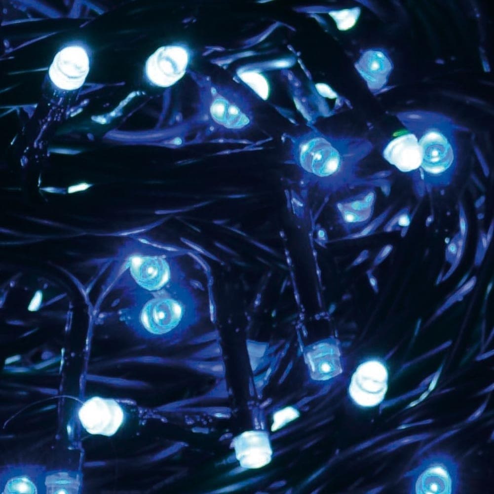 CATENA LUMINOSA 750 LUCI LED LUCCIOLE BIANCO FREDDO E BLU CONTROLLER 8 FUNZIONI - 2