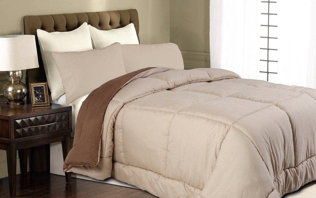 TRAPUNTA DOUBLEFACE MATRIMONIALE 1 PIAZZA E 1/2 MEZZA BEIGE MARRONE ANALLERGICO - 2