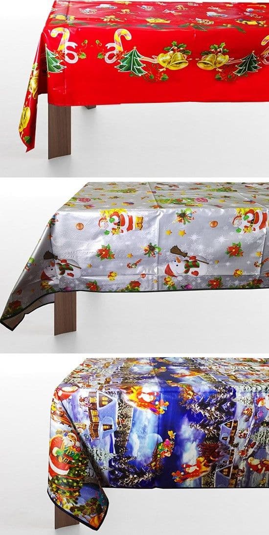 TOVAGLIA PLASTIFICATA RETTANGOLARE NATALIZIA 120 X 230 CM ANCHE COME COPRITAVOLO - 2
