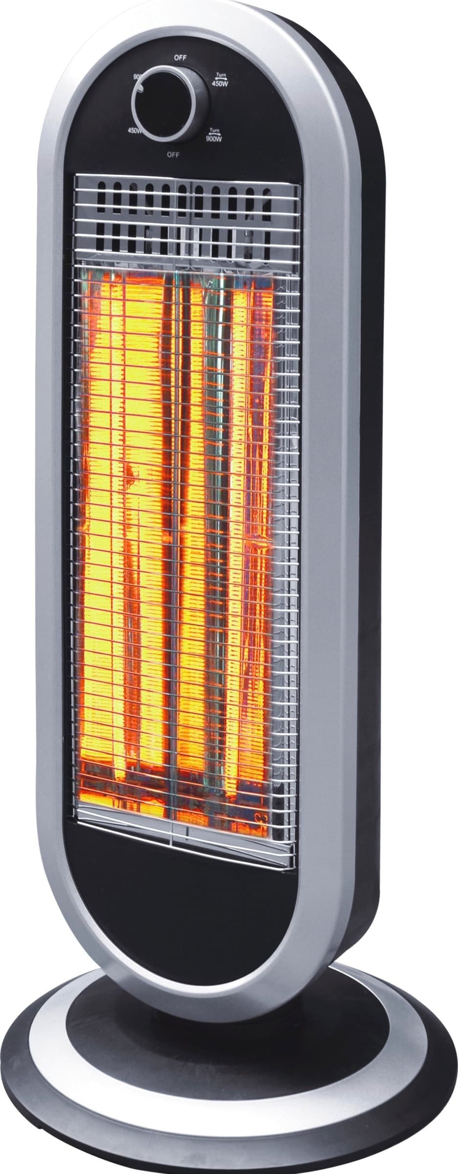 STUFA AL CARBONIO 2 POTENZE SELEZIONABILI 450/900W BASE OSCILLANTE NERO E SILVER - 2