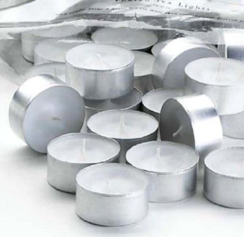 SET 50 PZ. TEALIGHT CANDELE TEA-LIGHT IN CERA BIANCA TONDE 575GR DURATA 4 ORE - 2