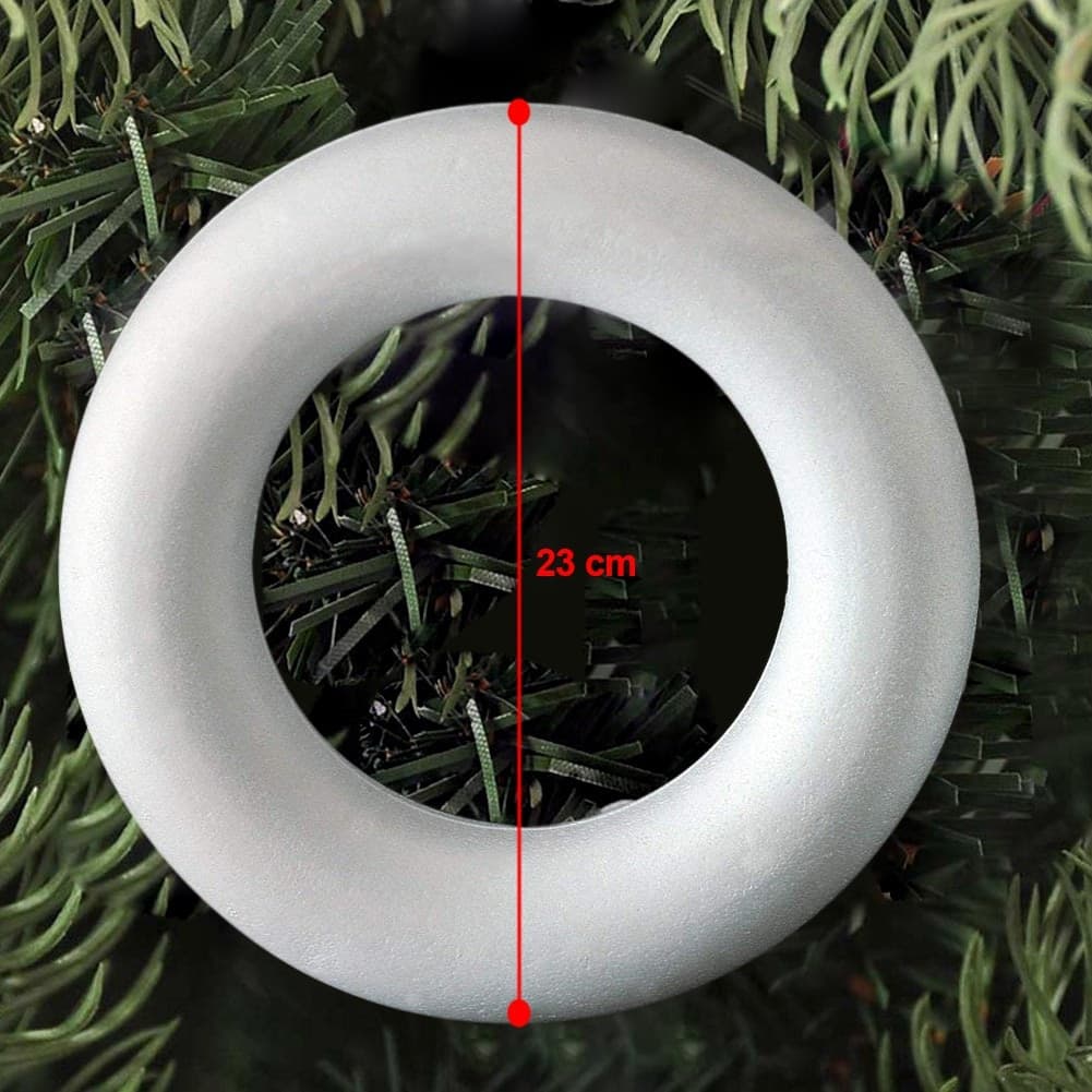 2 ANELLI DI POLISTIROLO 23 CM BIANCHI PER DECORAZIONI NATALIZIE ADDOBBI NATALE - 4