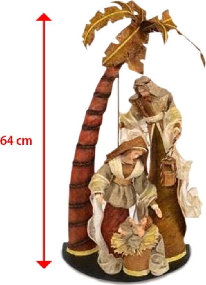 PRESEPE NATIVITA' CON PALMA IN RESINA SCENARIO ALTO 64 CM DECORAZIONI NATALIZIE - 2