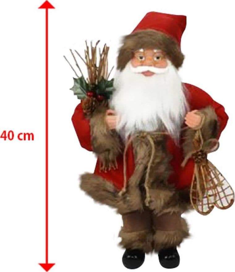 BABBO NATALE NORDICO IN PLASTICA VESTITI IN TESSUTO 40CM DECORAZIONE NATALIZIA - 2