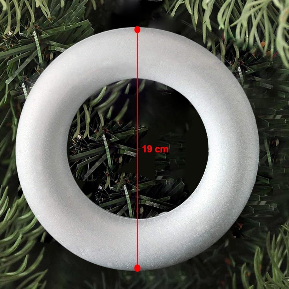 2 ANELLI CERCHI POLISTIROLO 19CM BIANCHI DECORAZIONI NATALIZIE ADDOBBI NATALE - 3