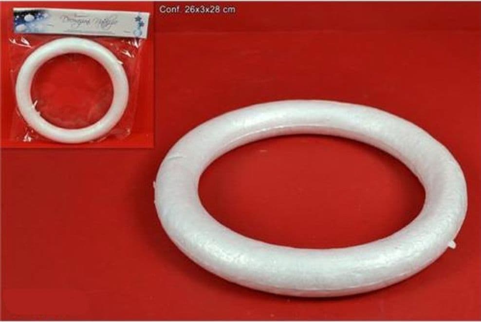 2 ANELLI CERCHI POLISTIROLO 19CM BIANCHI DECORAZIONI NATALIZIE ADDOBBI NATALE - 4