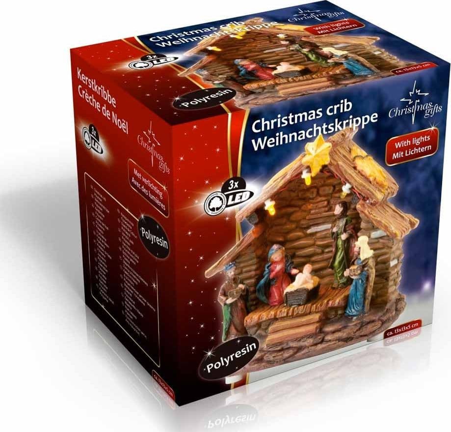 PRESEPE NATALE ILLUSTRAZIONE NATALIZIA 3 LED POLIRESINA A BATTERIA 13X13X5 CM - 2