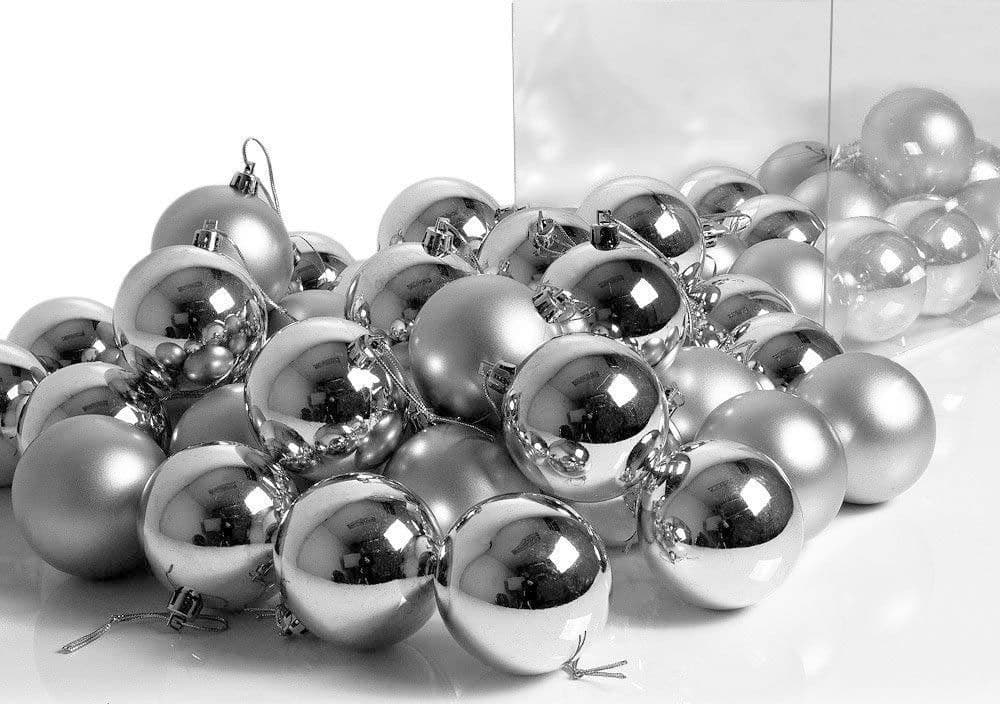 CONFEZIONE 54 PALLINE DI NATALE COLORE SILVER 6 CM ADDOBBO NATALIZIO - 2