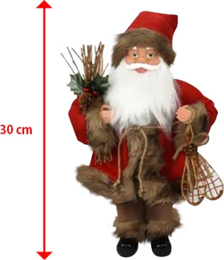 BABBO NATALE NORDICO IN PLASTICA VESTITI IN TESSUTO 30CM DECORAZIONE NATALIZIA - 2