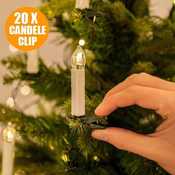 CATENA LUMINOSA 20 CANDELE A CLIP 4,9 MT PER ALBERO DI NATALE 220V BIANCO CALDO - 3