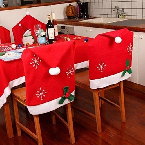4 X COPRISEDIA NATALIZIO COPRI SCHIENALE SEDIE DECORAZIONE TAVOLA CENONE NATALE - 2