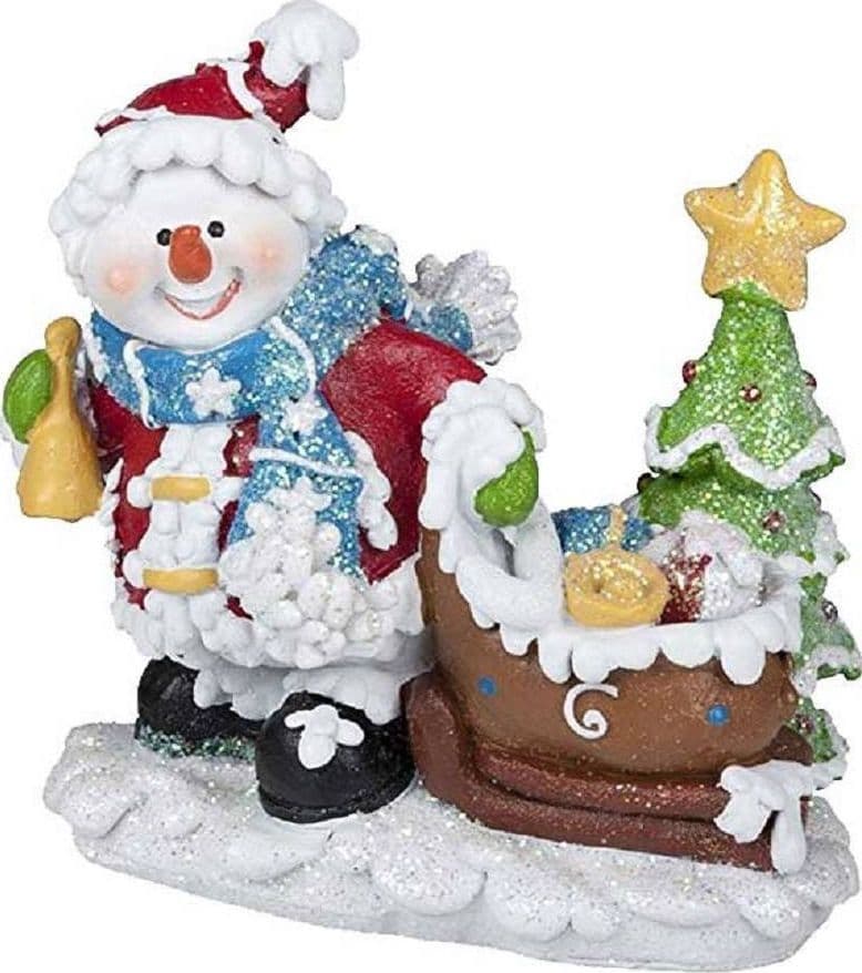 PUPAZZO DI NEVE CON SACCO SCENA NATALIZIA 12CM IN POLIRESINA MODELLO CASUALE - 2