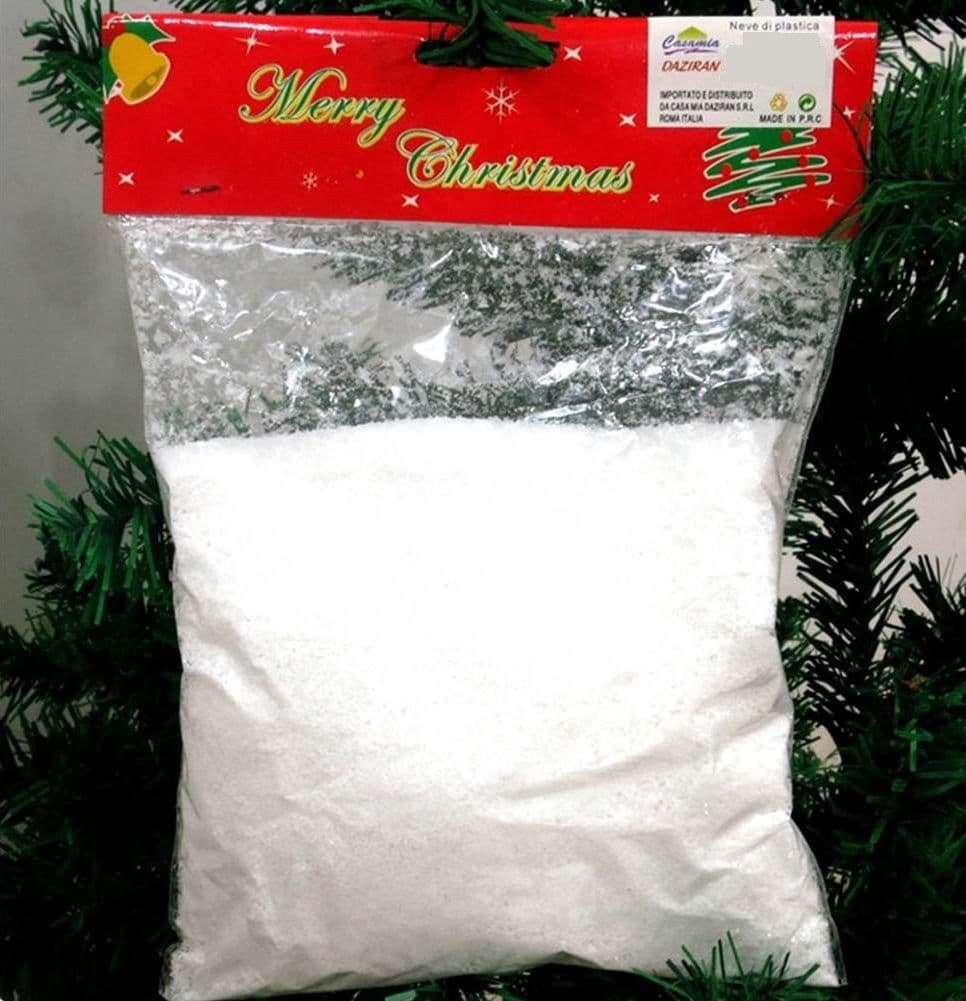 BUSTA DI NEVE ARTIFICIALE 150GR PER ADDOBBI E ALBERO DECORAZIONI NATALIZIE - 3