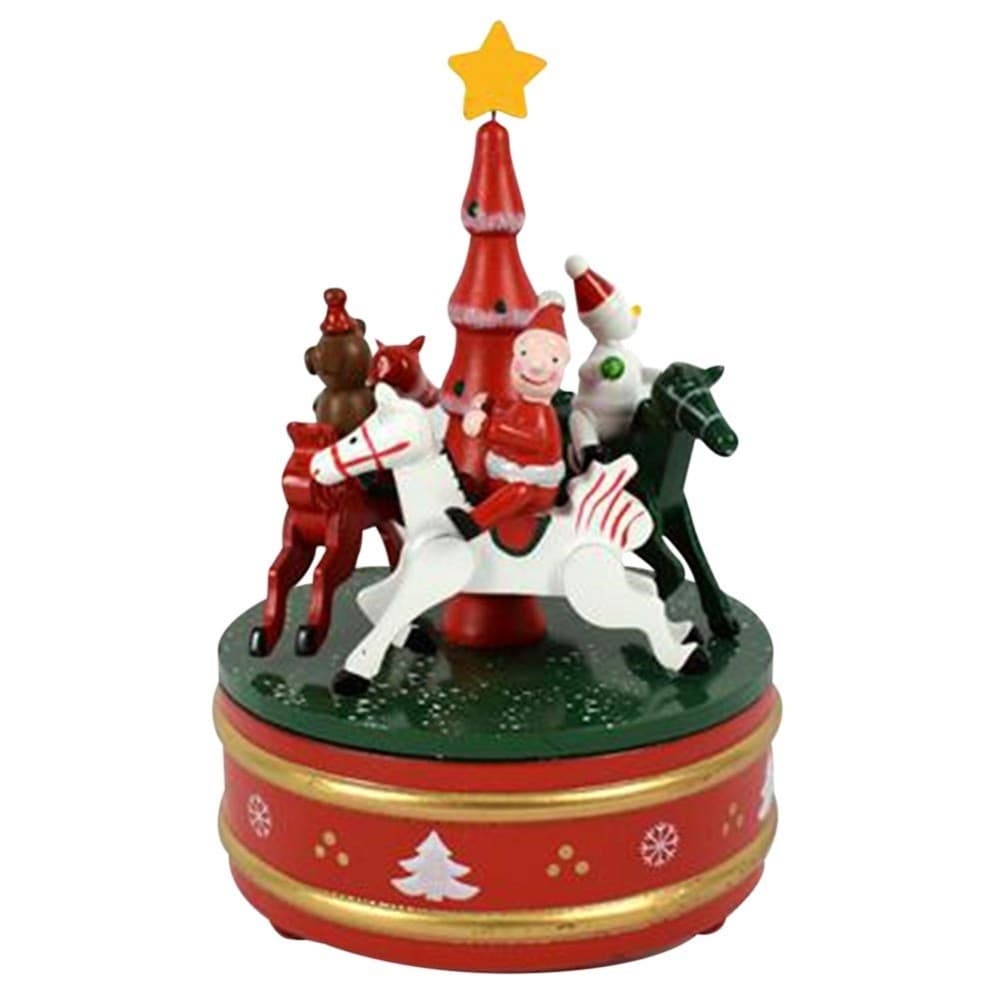 CARILLON NATALIZIO GIOSTRA DI NATALE IN LEGNO DECORAZIONI NATALIZIE 14 X 21 CM - 2