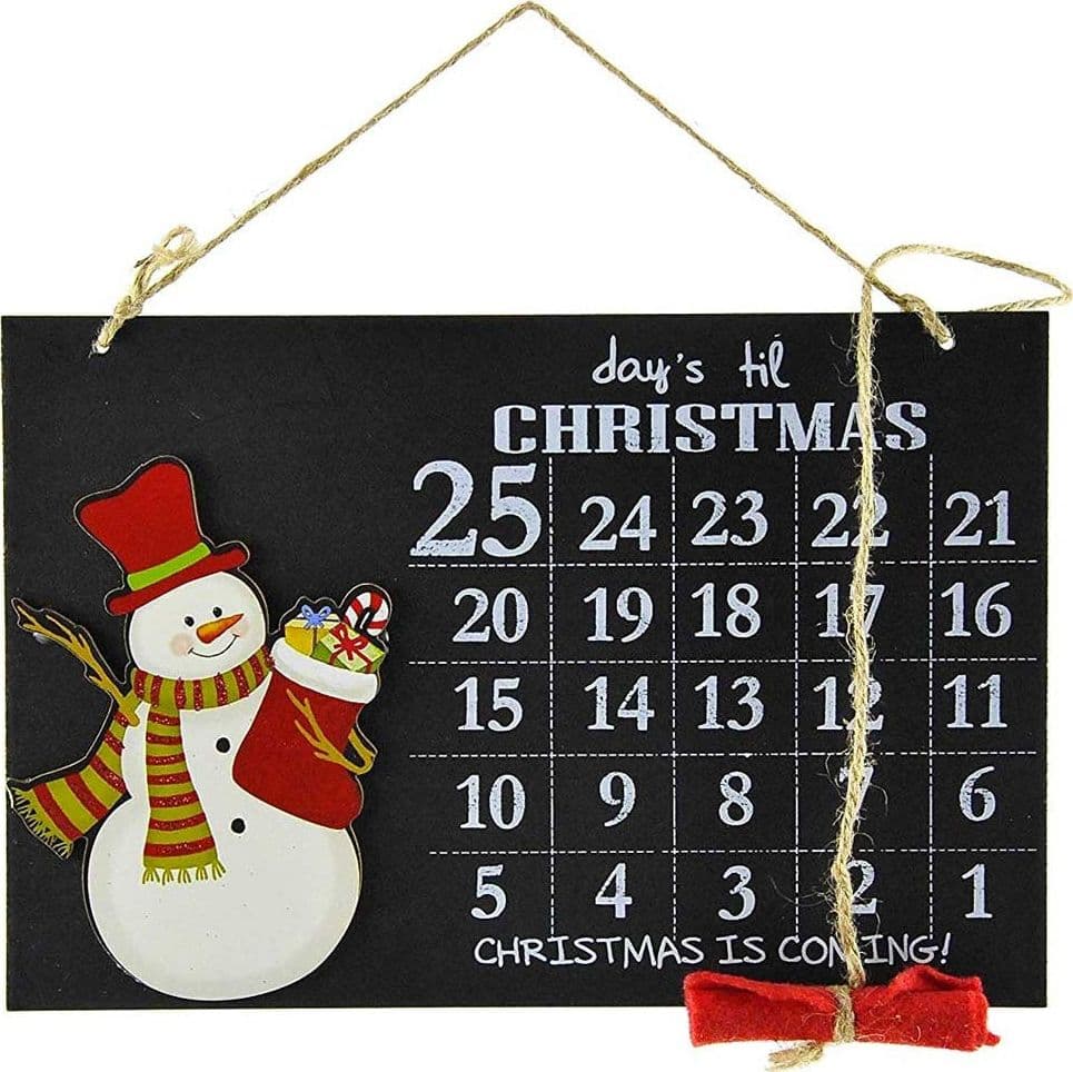 CALENDARIO AVVENTO LAVAGNA CON GESSETTO IN LEGNO 2 MODELLI DECORAZIONI NATALIZIE - 3