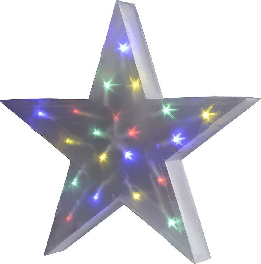 STELLA NATALIZIA 10 LED 3D A BATTERIE DECORAZIONE NATALE MULTICOLORE CASA UFFICI - 2