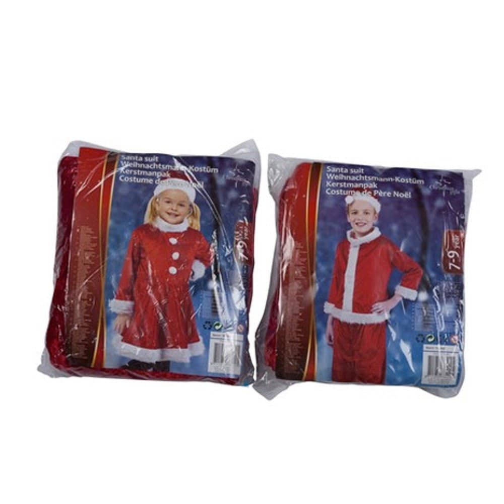 VESTITO COMPLETO ABITO NATALIZIO PER BAMBINI E BAMBINE 4-6/7-9 ANNI ROSSO - 4