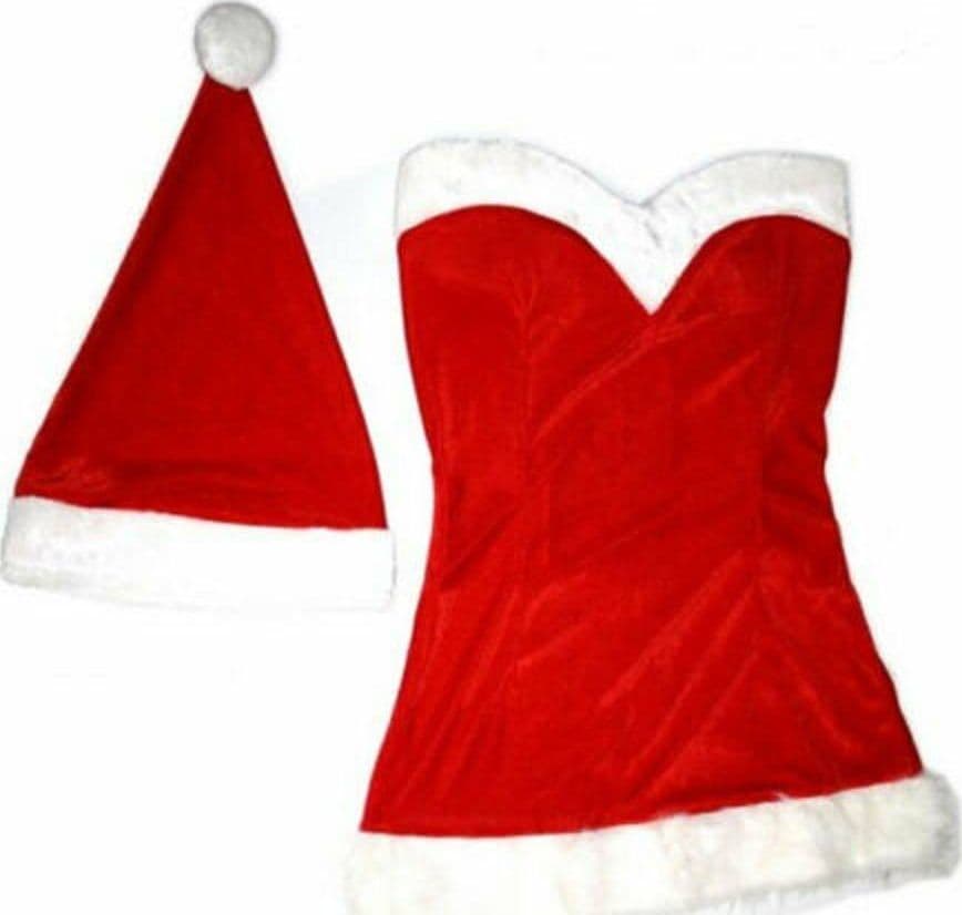 COSTUME NATALE COMPLETINO SEXY VESTITO COMPLETO DA DONNA NATALIZIO ROSSO