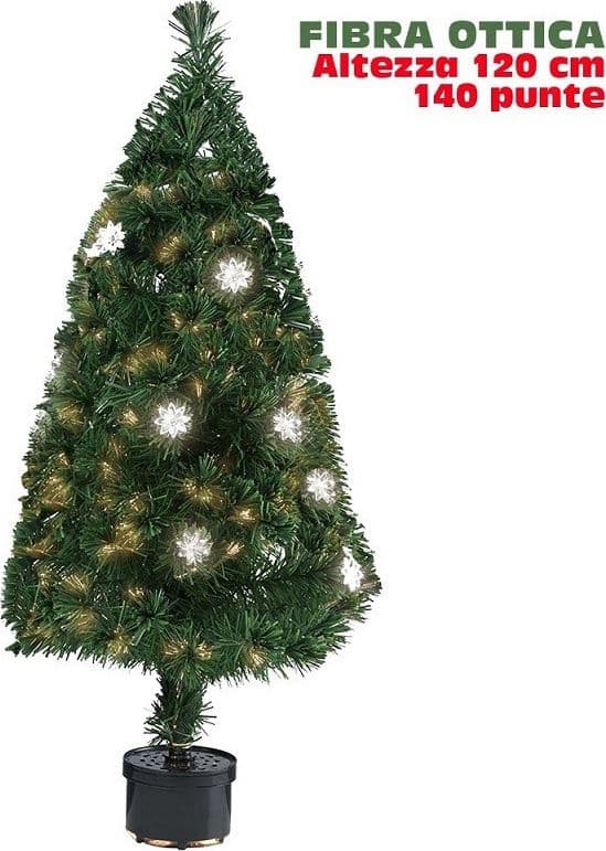 ALBERO DI NATALE FIBRA OTTICA FLOWER 120CM 140 PUNTE CON 18 FIORI COLORE VERDE - 2
