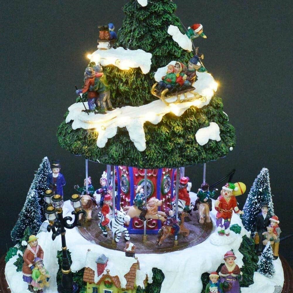 GIOSTRINA FORMA ALBERO DI NATALE ANIMATO INNEVATO CON MOVIMENTO LUCI E SUONI - 2