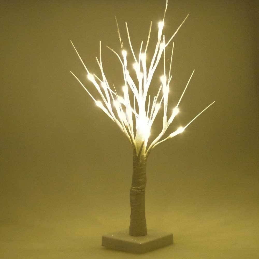ALBERO DECORATIVO LUMINOSO 45 CM PER INTERNI 24 LED ECOLOGICO A BATTERIA BIANCO - 2