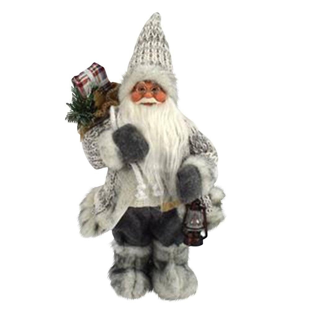 BABBO NATALE NORDICO 30 CM CON VESTITI IN LANA E PELUCHE DECORAZIONI NATALIZIE - 2