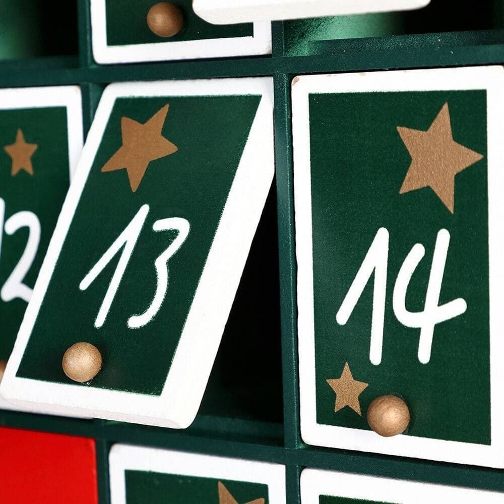 CALENDARIO AVVENTO ALBERO DI NATALE IN LEGNO 24 CASSETTI DECORAZIONI NATALIZIE - 2