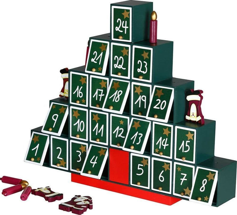 CALENDARIO AVVENTO ALBERO DI NATALE IN LEGNO 24 CASSETTI DECORAZIONI NATALIZIE - 4