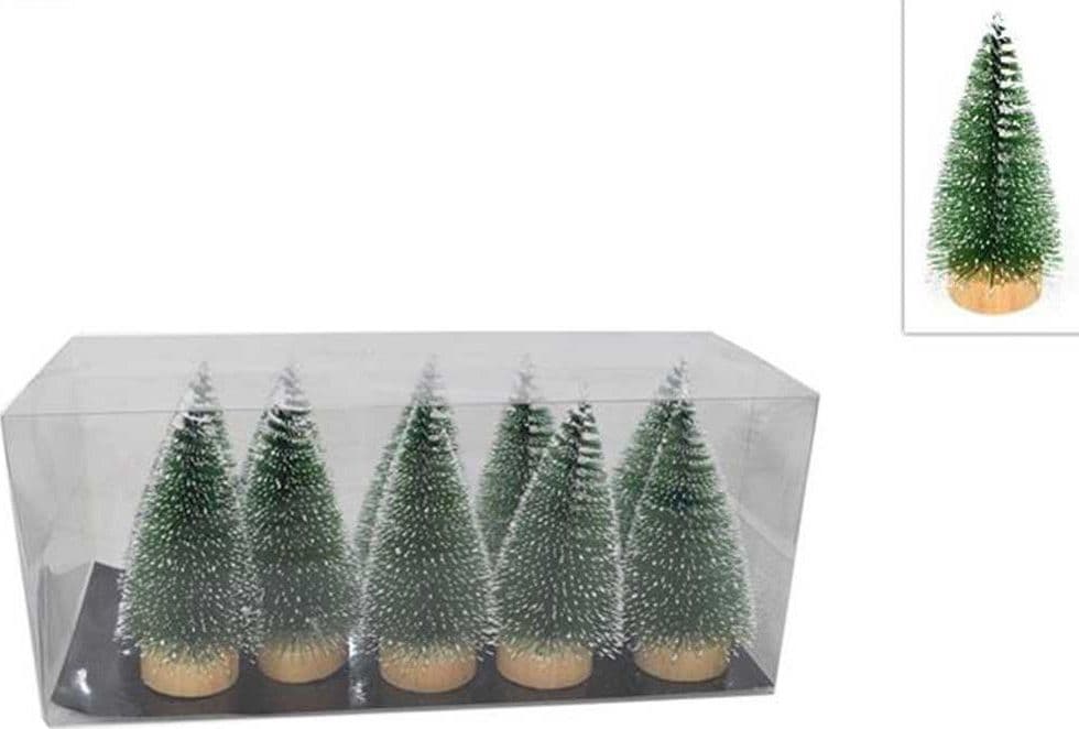 SET 10 ALBERELLI INNEVATI MINI ALBERO NATALE 12CM DECORAZIONI ADDOBBI NATALIZI - 2