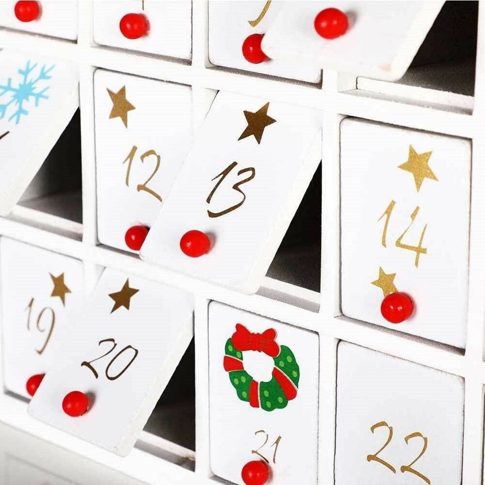 CALENDARIO DELL'AVVENTO TRENINO NATALIZIO DI BABBO NATALE IN LEGNO 24 CASSETTI - 4