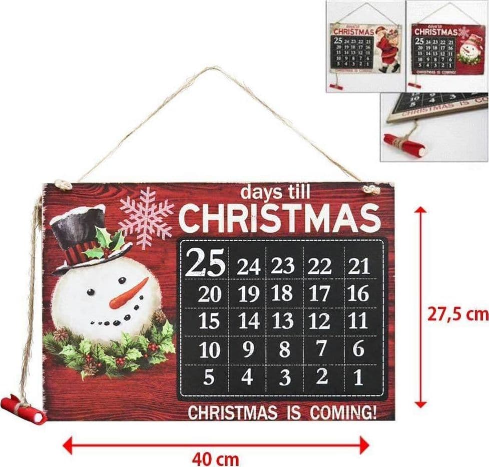 CALENDARIO AVVENTO LAVAGNA CON GESSETTO IN LEGNO 3 MODELLI DECORAZIONI NATALIZIE - 2