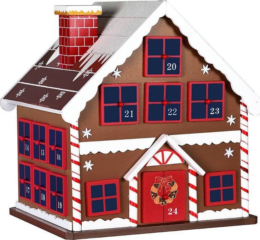 CALENDARIO AVVENTO DI NATALE CASETTA IN LEGNO 24 CASSETTI DECORAZIONI NATALIZIE - 2