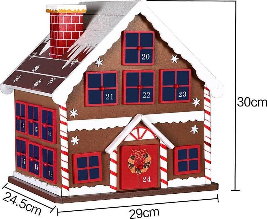 CALENDARIO AVVENTO DI NATALE CASETTA IN LEGNO 24 CASSETTI DECORAZIONI NATALIZIE - 5