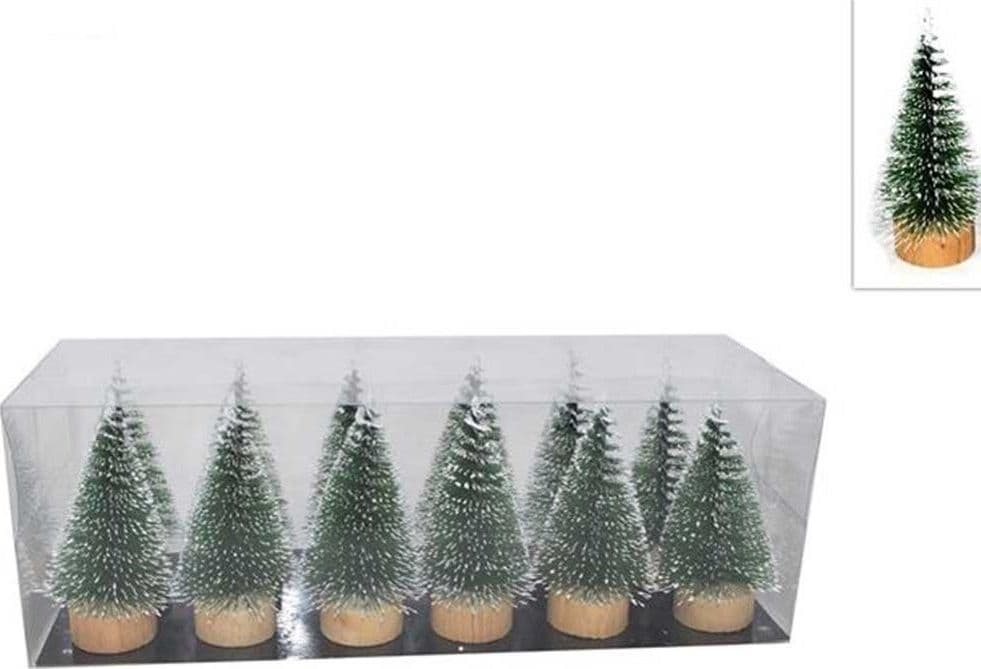 SET 12 ALBERELLI INNEVATI MINI ALBERO NATALE 10CM DECORAZIONI ADDOBBI NATALIZI - 2