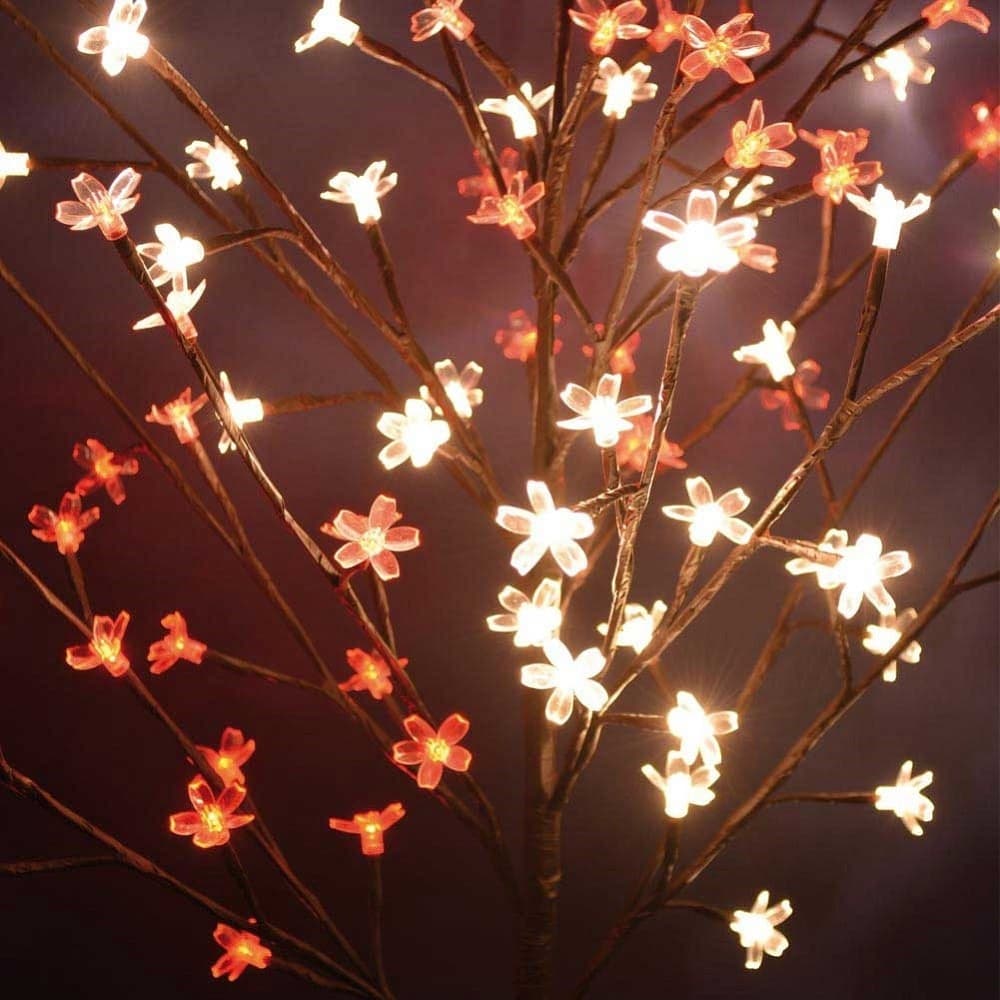 ALBERO DI NATALE LUMINOSO CILIEGIO PER ESTERNO 90 LED 100CM BIANCO CALDO E ROSSO - 3
