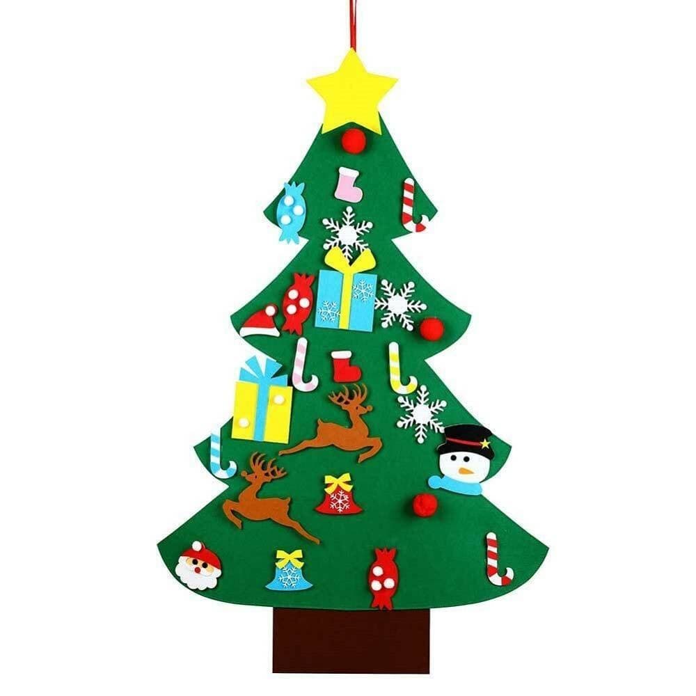 ALBERO DI NATALE PER BAMBINI IN FELTRO DA PARETE CON 26 ADDOBBI NATALIZI 110CM - 2
