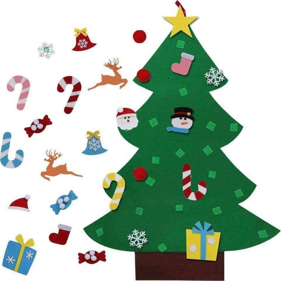 ALBERO DI NATALE PER BAMBINI IN FELTRO DA PARETE CON 26 ADDOBBI NATALIZI 110CM - 4