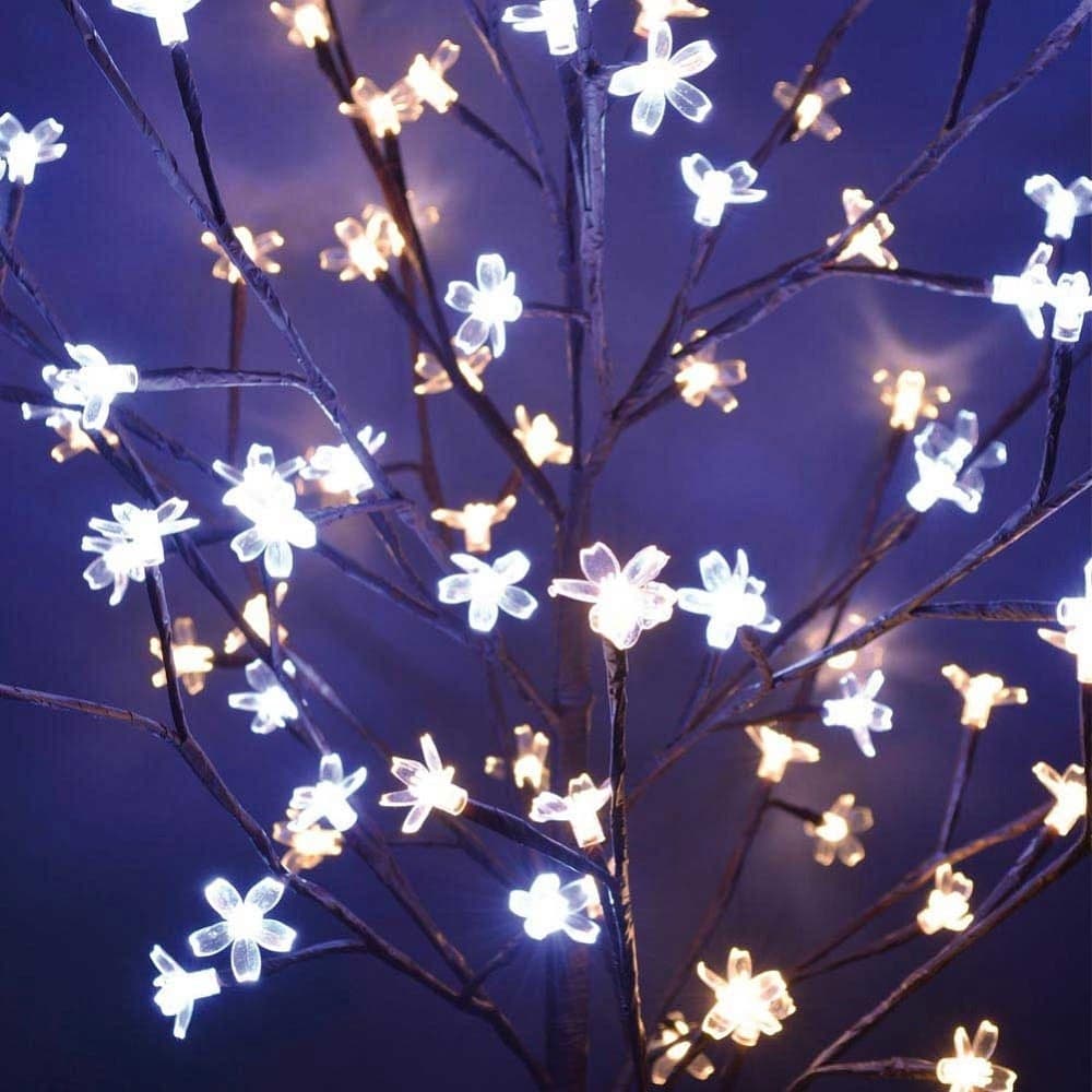 ALBERO DI NATALE LUMINOSO CILIEGIO PER ESTERNO 90 LED 100 CM BIANCO FREDDO CALDO - 3