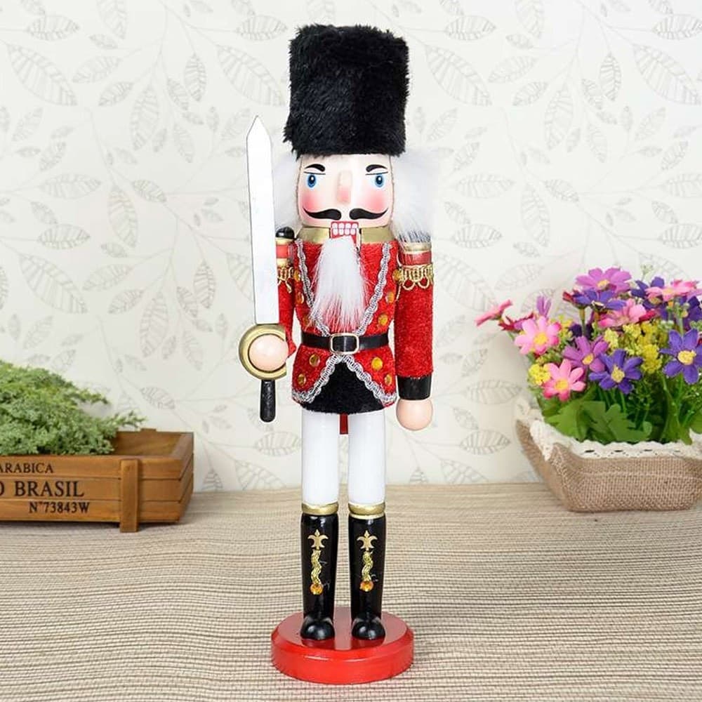 SOLDATO SCHIACCIANOCI DI NATALE IN LEGNO 30 CM DECORAZIONI ADDOBBI NATALIZI - 4