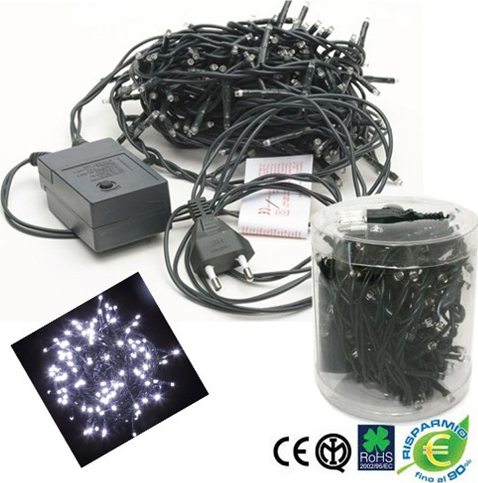 CATENA LUMINOSA MINI LUCCIOLE 180 LAMPADINE BIANCHE LUCI ALBERO NATALE ADDOBBI - 3