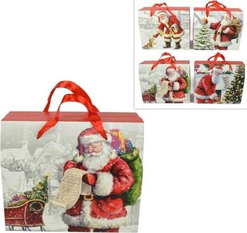 6 SCATOLE DA REGALO STAMPA BABBO NATALE CLASSICO MANICI ROSSI 23 X 12,5 X 27,5CM - 2