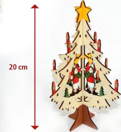 ALBERO IN LEGNO A INCASTRO CON PERSONAGGIO NATALIZIO DECORAZIONI NATALIZIE - 2